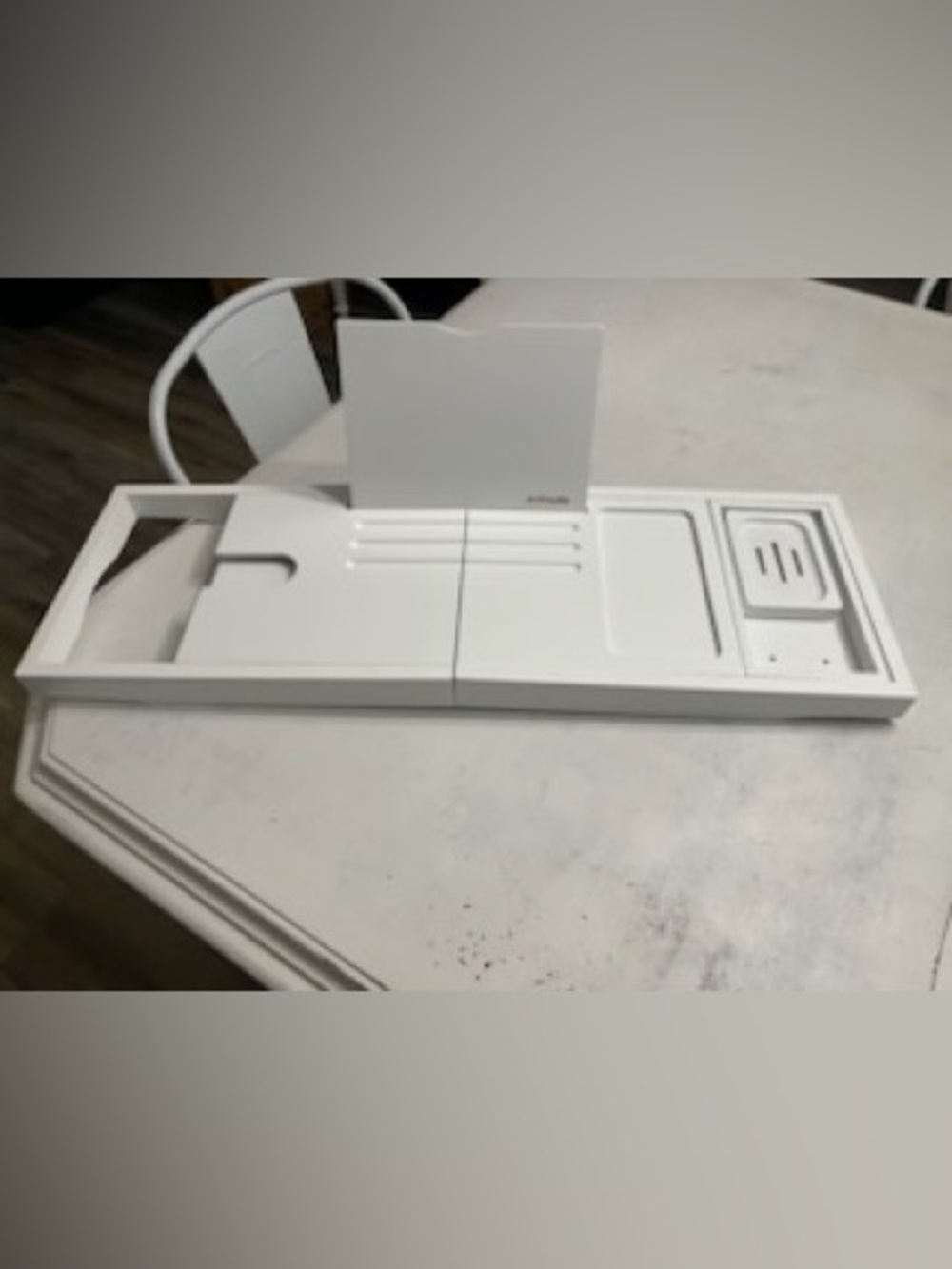 White Bamboo Bathtub Caddy Tray